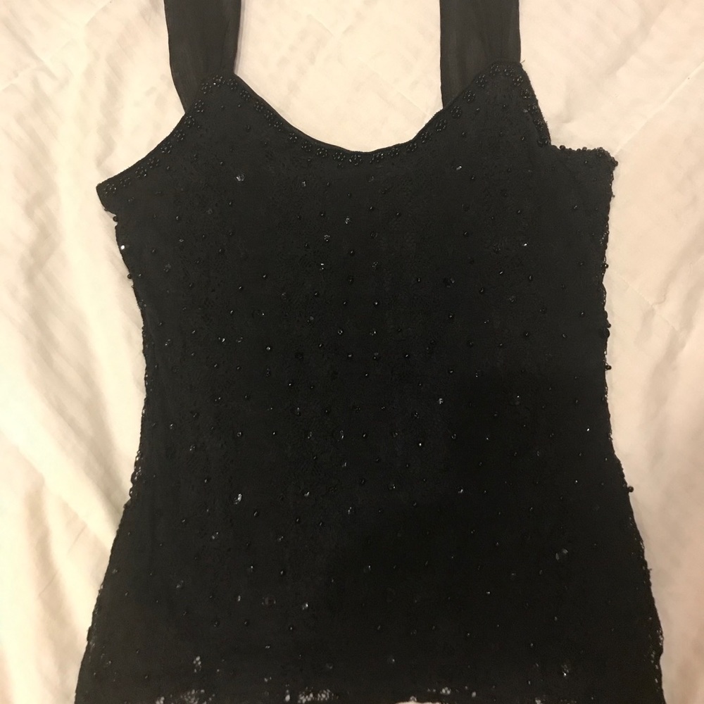 White House Black Market Sequin Black Camisole XS